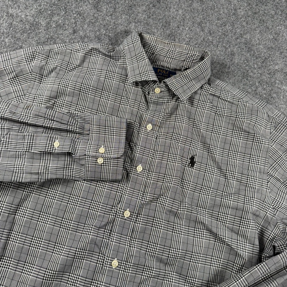 Polo Ralph Lauren Shirt Mens XXL Black Plaid 2015 US Open Non-Iron Button Down